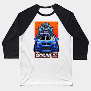 Skyline R34 front Baseball T-Shirt